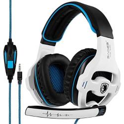 Gaming Headset SADES SA810S Stereo Over-Ear Noise Isolation Bass Gaming Headphones with Microphone for PS4 Laptop PC Mac Computer Smart Phones -White