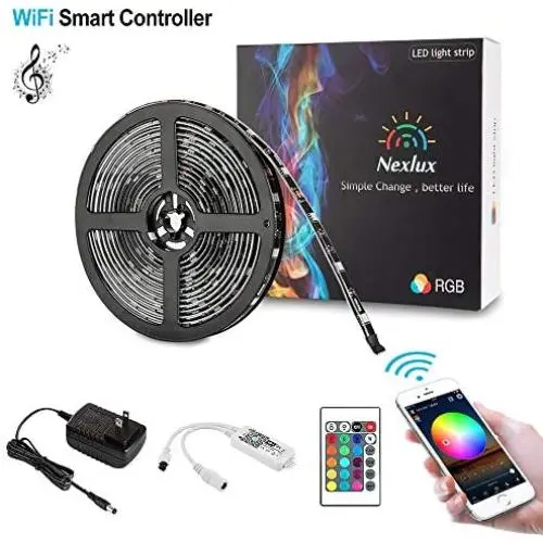 Nexlux LED Strip Lights, WiFi Wireless Smart Phone Controlled 16.4ft Waterproof Light Strip LED Kit 5050 LED Lights,Working with Android and iOS System,Alexa, Google Assistant Nexlux LED Strip Lights, WiFi Wireless Smart Phone Controlled 16.4ft Waterproof Light Strip LED Kit 5050 LED Lights,Working with Android and iOS System,Alexa, Google Assistant