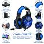 Alfheim Gaming Headset, Over Ear Headphones with LED Light & Noise Reduction Microphone for PS4, Xbox One, PC, Laptop & Smart Phone