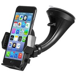 Windshield Car Mount Holder – Getron Universal Windshield Dashboard Cell Phone Cradle with One Click Release for iPhone Xs MAX XR X 8 SE Samsung Galaxy S9 Plus S8 Note 9 and Most Smartphones – Black