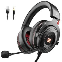 EKSA E900 USB Gaming Headset-Xbox One Headset with 7.1 Surround Sound, PS4 Headset Noise Cancelling Headset with Mic&LED Light, Compatible with PC, PS4, Xbox One Controller, Nintendo Switch