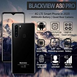 Blackview A80 Pro Unlocked Cell Phones （2020）, Android 9.0 Octa-Core 4GB+64GB, 6.49" HD+ Waterdrop Screen, 8MP Front Camera + 13MP Quad Rear Camera, 4680mAh Battery 4G Dual SIM Unlocked Smartphones