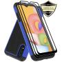 Dahkoiz Galaxy A01 Case with Tempered Glass Screen Protector [2 Pack], Armor Defender Cover Samsung Galaxy A01 Cases Dual Layer Hybrid Protective Phone Case for Samsung Galaxy A01, Blue
