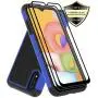 Dahkoiz Galaxy A01 Case with Tempered Glass Screen Protector [2 Pack], Armor Defender Cover Samsung Galaxy A01 Cases Dual Layer Hybrid Protective Phone Case for Samsung Galaxy A01, Blue