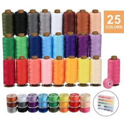 ilauke 50Pcs Bobbins Sewing Threads Kit, 400 Yards per Polyester Thread Spools, Prewound Bobbin with Case for Brother Singer Janome Machine, 25 Colors