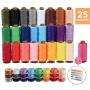 ilauke 50Pcs Bobbins Sewing Threads Kit, 400 Yards per Polyester Thread Spools, Prewound Bobbin with Case for Brother Singer Janome Machine, 25 Colors