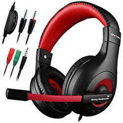 Gaming Headset,DLAND 3.5mm Wired Bass Stereo Noise Isolation Gaming Headphones for Online Gaming with Mic for Laptop Computer, Cellphone, PS4 and so on- Volume Control (Black and Red)