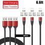 NetDot Gen12 3 in 1 Magnetic Fast Charging Data Transfer Cable Compatible with Micro USB & USB-C Smartphones and i-Product(6.6ft/3 Pack red)