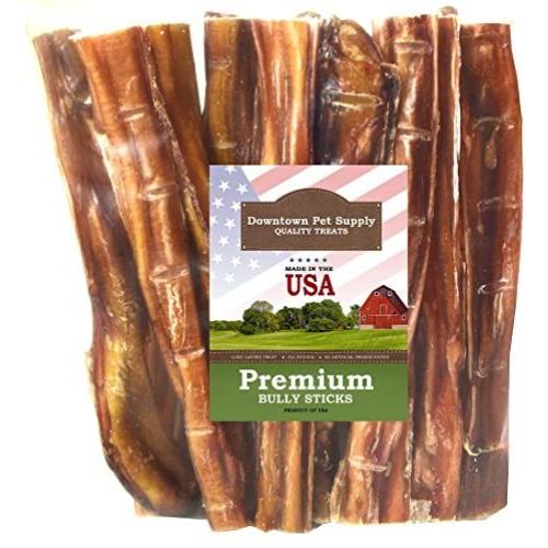 Downtown Pet Supply 6 and 12 inch American Bully Sticks for Dogs Made in USA - Odorless Dog Dental Chew Treats, High in Protein, Great Alternative to Rawhides