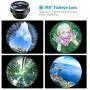 (2020 New) Phone Camera Lens, 198°Fisheye Lens, 15X Macro Lens and 0.63X Wide Angle (Screwed Together), Clip on Cell Phone Lens Kit for TIK Tok Video, Compatible with iPhone, Most Android Phones