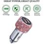 Quick Charge Car Charger, SAVORI QC3.0 Dual USB Car Adapter Bling Rhinestones Crystal Fast Charging Car Decors Compatible for iPhone Xs Max XR X Plus, iPad Pro/Air 2/Mini, Samsung Galaxy (Pink)