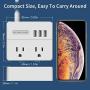 NTONPOWER Travel Power Strip 2 Outlets 3 USB Charging Ports Small Power Station with 3.3ft Extension Cord for Smartphone Tablets Cruise Hotel Office Bedside Table - White