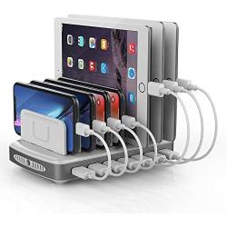 Unitek 7-Port USB Charging Station Dock, 60W Adjustable Charging Station for Multiple Device, Desktop Electronics Organizer Stand Compatible with iPad, iPhone, Samsung, Smartphone