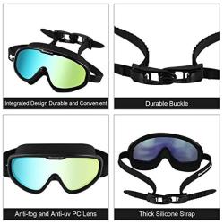 Spinosaurus Swim Goggles, Swimming Goggles-Fashionable Anti UV Wide Frame Swim Goggles with Comfortable Water Proof Seal & Easy Adjustable Anti Fog for Adult Men & Women Youth