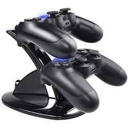 PS4 Controller Charger,Tiancai Dual USB Charging Charger Docking Station Stand Compatible Playstation 4 / PS4 / PS4 Pro / PS4 Slim Controller--Black