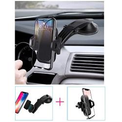 HENKUR 2 Car Phone Mounts, Dashboard Windshield Car Mount + Magnetic Car Air Vent Holder, Compatible iPhone 11 X Xs Max 8 7 6s Plus, Samsung Galaxy S10 S9 S8 S7 S6 LG Nexus Sony Google GPS