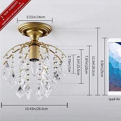 Crystal Chandelier, SOZOMO Elegant Gold Chandelier Lighting with E26 Bulb Socket and Pure Crystal Strings, Flush Mount Chandelier for Bedroom,Hallway,Bar,Kitchen and Bathroom.Plating Finished.