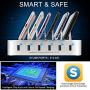 Charging Station for Multiple Devices - 6 Smart Charging Ports Docking Organizer - Compatible with iPhone iPad and Android Cell Phone and Tablet (6 Short Cables Included) (White)