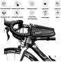 Rexphil Bike Phone Mount Front Frame Handlebar Bags, TPU Waterproof Top Tube Storage Zipper Cycling Bag with Touch Screen Fits iPhone X XS Max XR Include 15 in One Multifunctional Bicycle Repair Tool