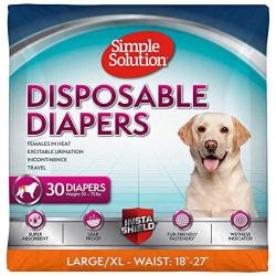 Simple Solution Disposable Dog Diapers for Female Dogs | Super Absorbent Leak-Proof Fit | Females In Heat, Excitable Urination, Incontinence, or Puppy Training