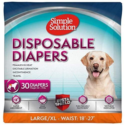 Simple Solution Disposable Dog Diapers for Female Dogs | Super Absorbent Leak-Proof Fit | Females In Heat, Excitable Urination, Incontinence, or Puppy Training