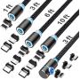Crozziz Magnetic Charging Cable(5 Pack,1ft/3ft/3ft/6ft/10ft) 3 in 1 Cable,Compatible with Mirco USB, Type C Smartphone and iProduct Device(Black)