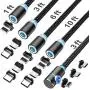 Crozziz Magnetic Charging Cable(5 Pack,1ft/3ft/3ft/6ft/10ft) 3 in 1 Cable,Compatible with Mirco USB, Type C Smartphone and iProduct Device(Black)