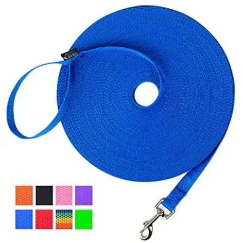 Hi Kiss Dog/Puppy Obedience Recall Training Agility Lead - 15ft 20ft 30ft 50ft 100ft Training Leash - Great for Training, Play, Camping, or Backyard Hi Kiss Dog/Puppy Obedience Recall Training Agility Lead - 15ft 20ft 30ft 50ft 100ft Training Leash - Great for Training, Play, Camping, or Backyard