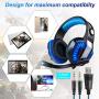 【Deep Bass】 Muzili Gaming Headset, 50mm Driver Units for 7.1 Surround Sound Stereo Hi-Fi for PC, PS4, Xbox One,Mobile Phone, Noise-Cancelling Headset with Mic, LED Lights, Soft Memory Earmuffs
