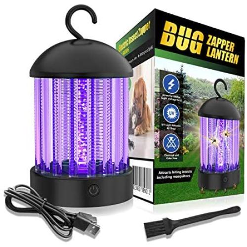 OKK Portable Electronic Indoor Insect Killer, Powerful Bug Zapper with 10 Hours Working Time and Mosquito Killer Safety 3-in-1 Light 360 Degree Outdoor Mosquito Trap for Home, Garden, Camping，Fishing