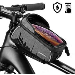 ROCKBROS Bike Phone Bag Bicycle Phone Mount Bag Front Frame Bag Waterproof Bike Bag Phone Holder Top Tube Bike Pouch Compatible with iPhone 11 Pro XR/XS Max 7/8 Plus Galaxy S8/S9 Phone Below 6.2"