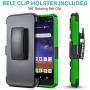 CasemartUSA Phone Case for [Nokia C2 Tennen/Nokia C2 Tava (Cricket Wireless)], [Refined Series][Green] Shockproof Cover with Built-in Kickstand & Belt Clip Holster for Nokia C2 Tennen / C2 Tava