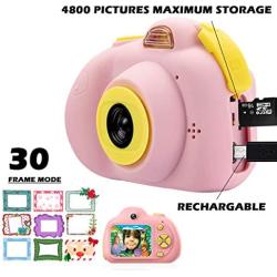 KIDOVE Kids Toys Fun Camera, Child Selfie Digital Game Camcorder, 8MP 1080P Dual Camera Video Recorder, Creative Birthday Gifts for Girls and Boys, 16GB TF Card Included (Pink)