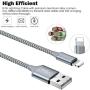 iPhone Charger, Lightning Cable 6PACK (3/3/3/6/6/10FT) Charging USB Syncing Data Nylon Braided Compatible with iPhone 11/Pro/Max/X/XS/XR/XS Max/8/Plus/7/7 Plus/6/6S/6 Plus More- Silver &Gray