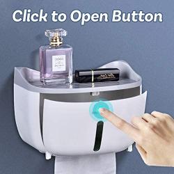 Anfly Toilet Paper Holder - Waterproof Paper Roll Holder Hand Towels Tissue Paper Holder with Shelf Self-Adhesive Tools Free