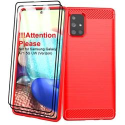 Aliruke Case for Samsung Galaxy A71 5G Case with Tempered Glass Screen Protector[2 Pack],Slim Shockproof TPU Bumper Cover Flexible Lightweight Protective Phone Case for Samsung Galaxy A71 5G, Red