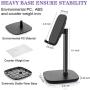 Cell Phone Stand,Adjustable Cell Phone Stand Holder and Desktop Stand Compatible for All Android All iPhone Samsung Phone Tablet Smartphone Stand Convenient Charging (Black)