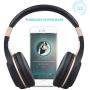 Bluetooth Headphones, Riwbox XBT-80 Folding Stereo Wireless Bluetooth Headphones Over Ear with Microphone and Volume Control, Wireless and Wired Headset for PC/Cell Phones/TV/ipad (Black Gold)
