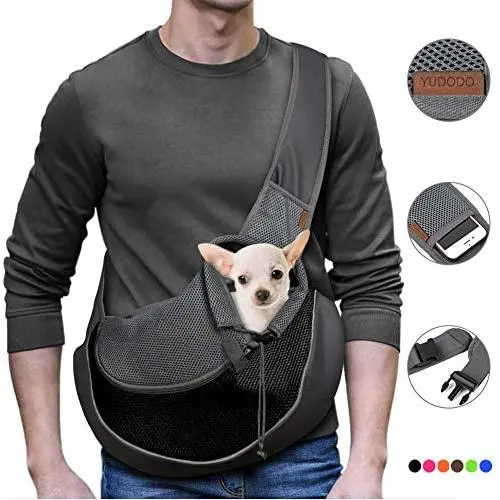 YUDODO Pet Dog Sling Carrier Breathable Mesh Travel Safe Sling Bag Carrier for Dogs Cats YUDODO Pet Dog Sling Carrier Breathable Mesh Travel Safe Sling Bag Carrier for Dogs Cats