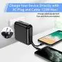 Portable Charger with AC Plug, 15000mAh Portable Phone Charger, 18W PD QC3.0 USB C Power Bank 4 Output 2 Input, External Battery Pack Phone Charger Built-in Type-C 2 Cables Compatible for iPhone etc