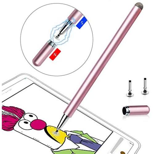 Stylus Pen LIBERRWAY Disc Stylus Fiber Stylus with Magnetically Attached Cap, Fits for Universal Touch Screens, Rosegold