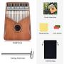 Kalimba Thumb Piano 17 Keys Portable Finger Piano Music Instrument Mahogany Solid Wood with Study Instruction Tune Hammer Stickers