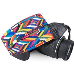 Wolven Camera Neck Shoulder Belt Strap Compatible All DSLR / SLR / Men / Women Etc, Multi-Colored