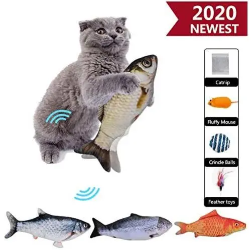 HI NINGER Floppy Fish Cat Toy, Electric Moving Fish Toy for Cats, Dancing Wiggle Fish Cat Toy, Realistic Interactive Flopping Fish Cat Kicker Catnip Toys for Indoor Cat Exercise