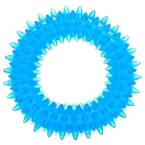 PET IN A BAG Dog Toothbrush Chew Toy for Small and Medium Dogs - Non-Toxic Teeth Cleaning Dog Tartar Remover - Baby Blue Rubber Ring for Dogs with Health Benefits - Murphy & Roxy