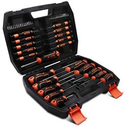 KSEIBI 153724 Heavy Duty Screwdriver Set 52 pcs Kit Phillips Flat Head Precision Magnetic Screw Drivers Bit Laptop, Phone, Bike, And Mechanic Repair Tool Set Job Professional Fix Hand Tools Sets