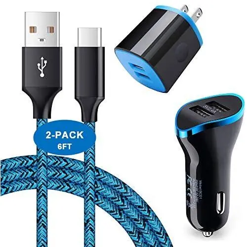 USB Type C Charger, Wall Charger, Car Charger, AndHot Dual Port Wall Adapter with Car Charger Adapter + 2Pack 6ft Fast Charging Cable Compatible with Moto Z3 Play/G6/G6 Plus/G7/G8/Z2 Force/Z4/X4/X5/Z USB Type C Charger, Wall Charger, Car Charger, AndHot Dual Port Wall Adapter with Car Charger Adapter + 2Pack 6ft Fast Charging Cable Compatible with Moto Z3 Play/G6/G6 Plus/G7/G8/Z2 Force/Z4/X4/X5/Z