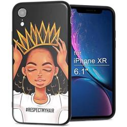 iPhone XR Case African American Afro Girls Women Slim Fit Shockproof Bumper Cell Phone Accessories Thin Soft Black TPU Protective Apple iPhone XR Cases (09)