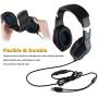 Gaming Headset-3.5MM Jack & USB Wired Over Ear Headphone with Mic and Stunning LED Light for PC,PS4,Xbox,Tablet,Smartphones-Noise-isolating/Stereo Sound/Soft Memory Earmuffs(Black)