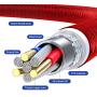 TOPK Magnetic Charging Cable,(6-Pack,1ft/3ft/3ft/6ft/6ft/10ft) Magnetic Phone Charger,3-in-1 USB Magnetic Cable Compatible with Micro USB,Type C and iProducts(Red)